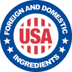 Roundel reading Foreign and Domestic Ingredients over a USA mark