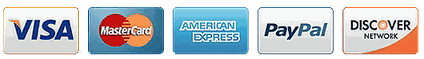 Visa, Mastercard, American Express, Discover and PayPal accepted at the checkout